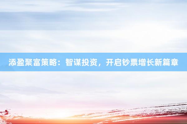 添盈聚富策略：智谋投资，开启钞票增长新篇章