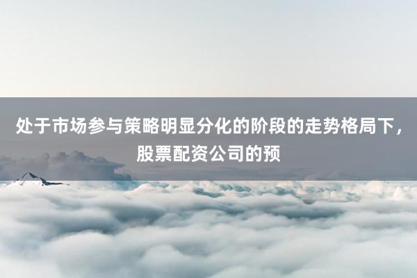 处于市场参与策略明显分化的阶段的走势格局下，股票配资公司的预