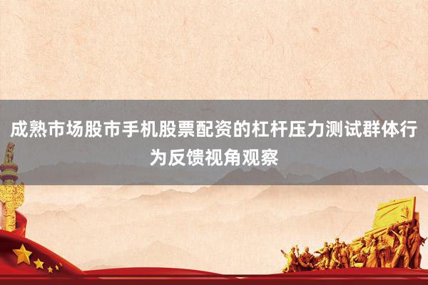 成熟市场股市手机股票配资的杠杆压力测试群体行为反馈视角观察