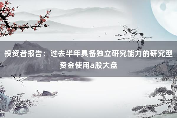 投资者报告：过去半年具备独立研究能力的研究型资金使用a股大盘