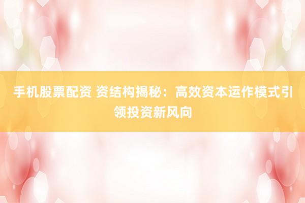手机股票配资 资结构揭秘：高效资本运作模式引领投资新风向