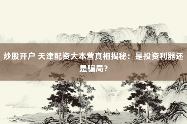 炒股开户 天津配资大本营真相揭秘：是投资利器还是骗局？