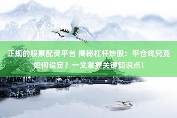 正规的股票配资平台 揭秘杠杆炒股：平仓线究竟如何设定？一文掌握关键知识点！